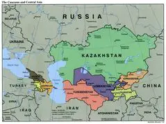 Caucasus Central Asia Political Map 2000 4