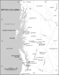 Cities of Biritsh Columbia Map