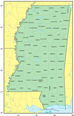 Counties Map of Mississippi