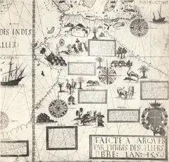 Desceliers 1550 Map  Australia Detail