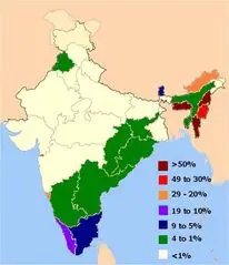 Distribution of Christians In Indian States