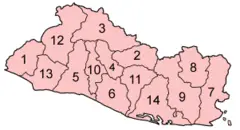 El Salvador Departments Numbered