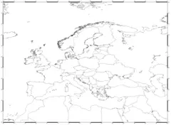 Equidistant Cylindrical Blank Map of Europe