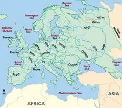 Europe Major Rivers Map