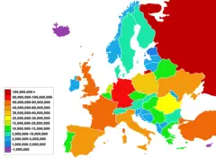 Europe Population Map Countries