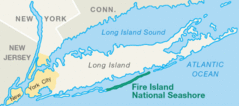 Fire Island Ny Usa Location Map of Fire Island National Seashore