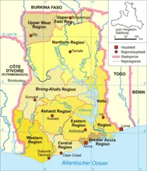 Ghana Karte Politisch