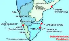 Indien Karta Pondicherry