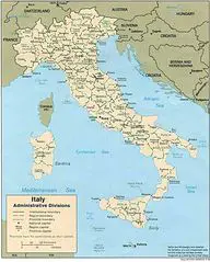 Italy Division Administrative Map 1996