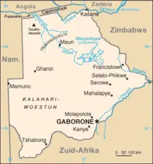 Kaart Botswana Nl