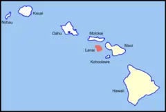 Lanai Island Location (southeastern Islands)