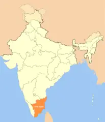 Location Map of Tamil Nadu