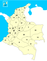 Los Departamentos De Colombia  Numerados