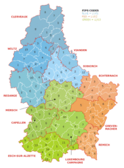 Luxembourg Administrative Subdivisions Coloured