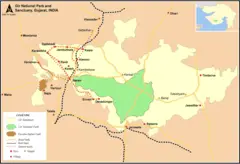 Map Guj Gir Natpark Sanctuary