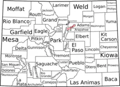 Map of Colorado Counties, Labelled