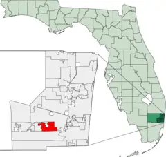 Map of Florida Highlighting Cooper City