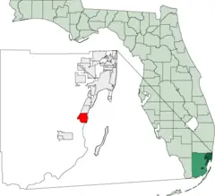 Map of Florida Highlighting Cutler Bay