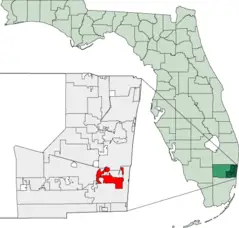 Map of Florida Highlighting Dania Beach
