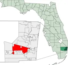 Map of Florida Highlighting Davie
