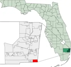 Map of Florida Highlighting Hallandale