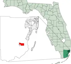 Map of Florida Highlighting Homestead