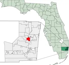 Map of Florida Highlighting Lauderdale Lakes