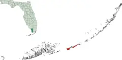 Map of Florida Keys Highlighting Marathon