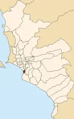Map of Lima Highlighting Barranco