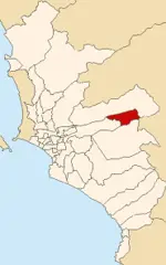 Map of Lima Highlighting Chaclacayo