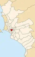 Map of Lima Highlighting La Victoria