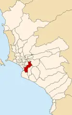 Map of Lima Highlighting Santiago De Surco
