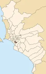 Map of Lima Highlighting Surquillo