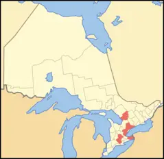 Map of Ontario Regional Municipalities