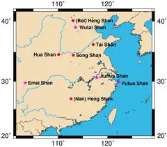 Map Sacred Mountains of China