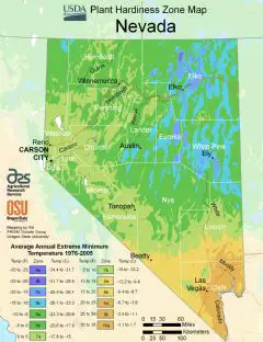 Nevada Plant Hardiness Zone Map