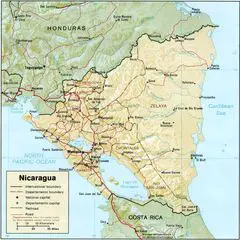 Nicaragua Physical Map 2