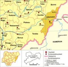 Nigeria Karte Politisch Adamawa