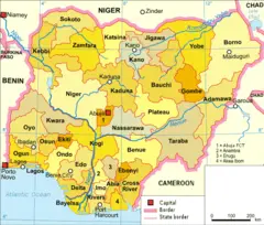 Nigeria Karte Politisch English
