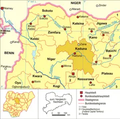 Nigeria Karte Politisch Kaduna