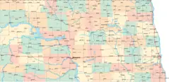 North Dakota Map Counties And Cities