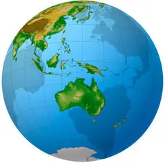 Oceania Globe Map