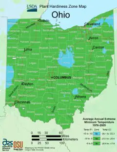 Ohio Plant Hardiness Zone Map