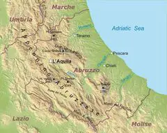 Physical Map Abruzzo