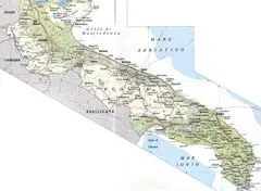 Physical Map Apulia (puglia)