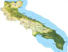 Physical Map of Apulia (puglia)