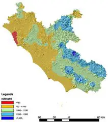Rainfall Map of Lazio