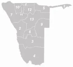 Regionen In Namibia Nummeriert2