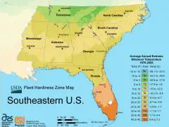 South East Us Plant Hardiness Zone Map