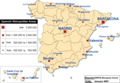 Spanish Metropolitan Areas Map
